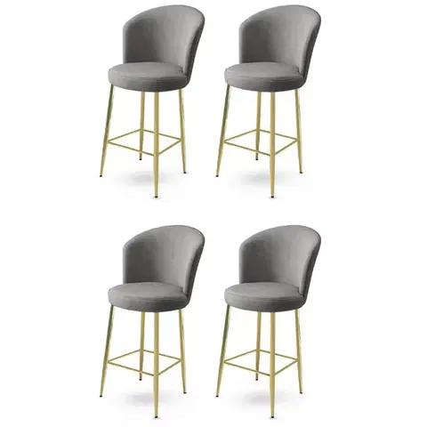Barové stoličky Bar Stool Set (4 Pieces) Fora - Grey, Gold