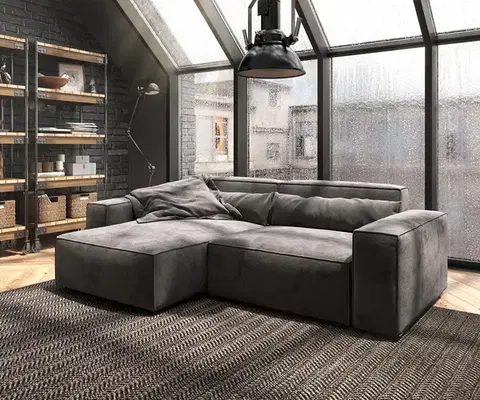 Rohové sedacie súpravy DELIFE Rohová pohovka Sirpio 230x155 cm mikrovlákno khaki-hnedá variabilné ležadlo