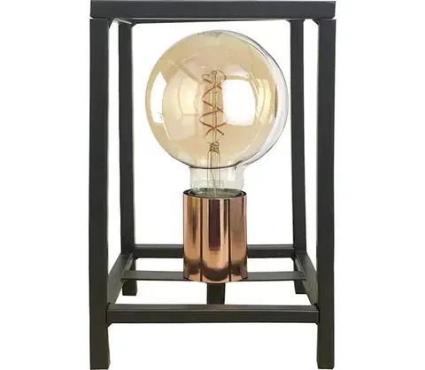 Lampy ONLI - Stolná lampa FLOKI 1xE27/15W/230V 20 cm čierna/medená 4931/L