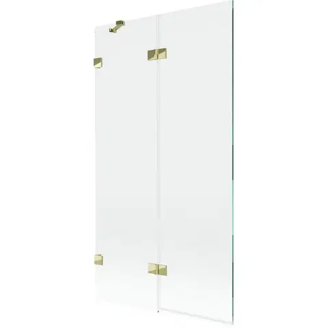 Sprchové dvere MEXEN/S - Lunar vaňová zástena 2-krídlová ľavá 100 x 150, transparent, zlatá 897-100-100-50-00-L