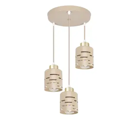 Svietidlá  Luster na lanku ELEN 3xE27/35W/230V pr. 29 cm béžová/zlatá ELEN 3-LIGHT ROUND PEND. BEIGE