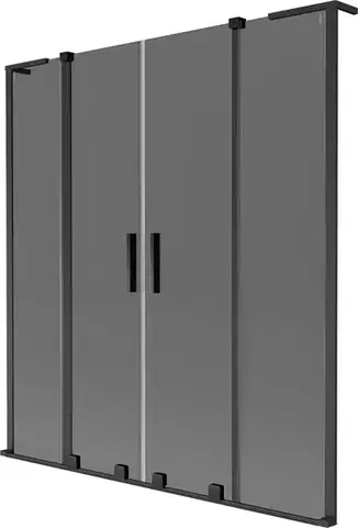 Sprchové dvere MEXEN/S - Velar L Duo dvojkrídlová posuvná vaňová zástena 150 x 150, grafit, čierna 896-150-003-42-70