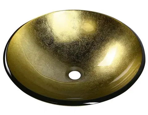 Umývadlá SAPHO - SHAY sklenené umývadlo na dosku priemer 42cm, zlatá 2501-22