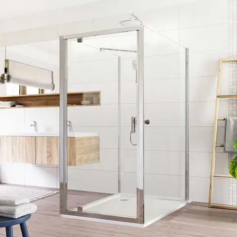 Sprchovacie kúty Mereo Sprchovací kút Lima, obdĺžnik do priestoru U, pivotový, 80x100x80 cm, chróm ALU, sklo Číre CK87853K