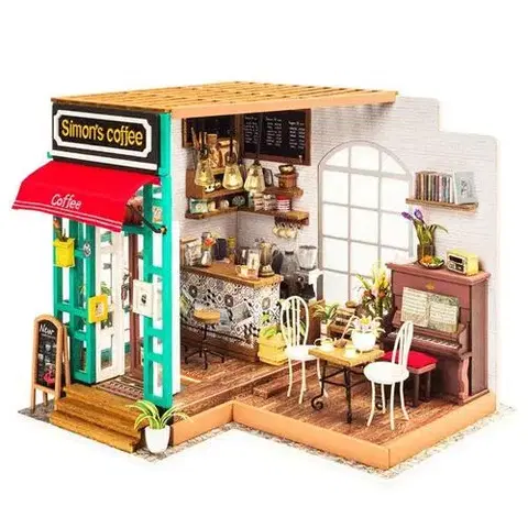3D puzzle 3D Creative Drevené 3D puzzle Kaviareň LED