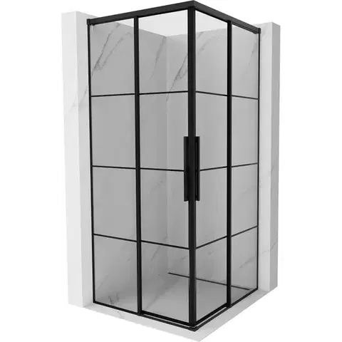 Sprchovacie kúty MEXEN/S - Rox Duo sprchovací kút posuvný 80 x 80, čierna kratka, čierna 8C2D-080-080-70-77