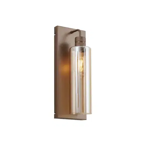 Nástenné osvetlenie Hotelová elegantná nástenná lampa tmavý bronz s jantárovým sklom - Stavelot