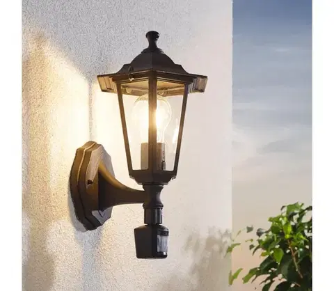 Záhradné lampy EGLO 22469 - Vonkajšie nástenné svietidlo so senzorom LATERNA  1xE27/60W čierna 22469