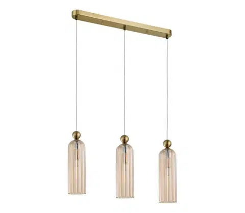 Svietidlá Light Prestige Luster na lanku PIEGA 3xE14/40W/230V mosadz/dymová béžová LP-939/3L amber