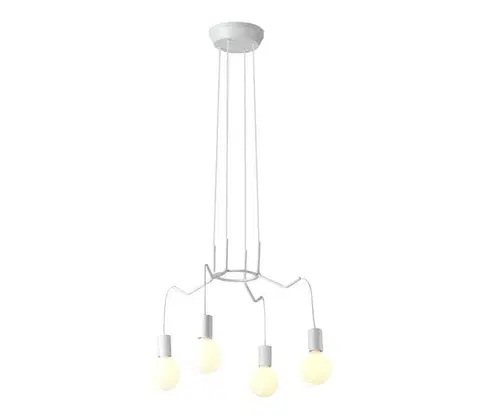 Svietidlá  Luster na lanku BASSO 4xE27/40W/230V biela 34-71002