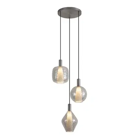 Závesné svietidlá Dizajnová závesná lampa Gun Metal 3-svetelná - Ard