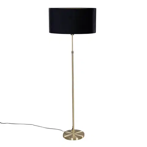 Stojace lampy Stojacia lampa zlatá s oválnym zamatovým tienidlom čiernym 50 cm - Parte