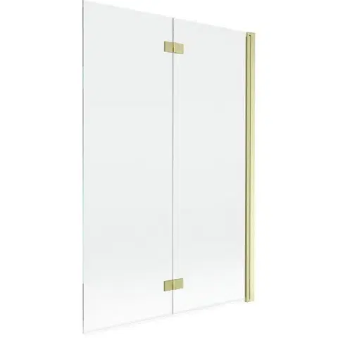 Sprchové dvere MEXEN - MIST vaňová zástena 120x150 cm 6mm 2-s, zlatá kartáčovaná, číra, pravá 8A9-120-002-55-00-P