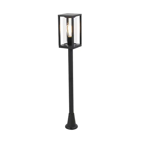Zahradne stlpove lampy Stojaca vonkajšia lampa čierna 100 cm so zemným hrotom a káblovou žľabou - Charlois