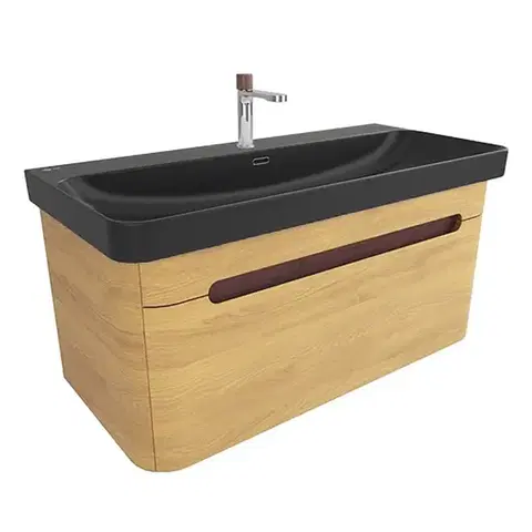 Kúpeľňový nábytok Kúpeľňová skrinka s umývadlom SAT Fusion 97,5x43x45 cm dub medový mat SATFUSION100DMBKMB SATFUSION100DMBKMB