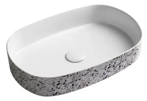 Umývadlá ISVEA - INFINITY OVAL keramické umývadlo na dosku, 55x36cm, terrazzo 10NF65055-2L-TRZ