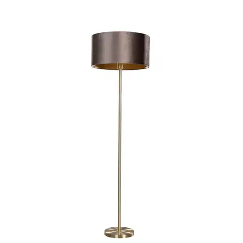 Stojace lampy Stojacia lampa mosadz s velúrovým tienidlom hnedá 50 cm - Simplo