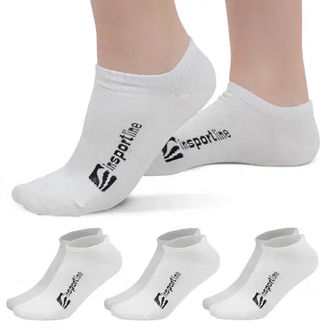 Pánske ponožky Bambusové členkové ponožky inSPORTline Silvatic Ankle AG+ antibakteriálne - 3 páry biela - 35-38
