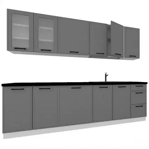 Modulový kuchynský nábytok Kuchynská linka 260 dast grey bez dosky
