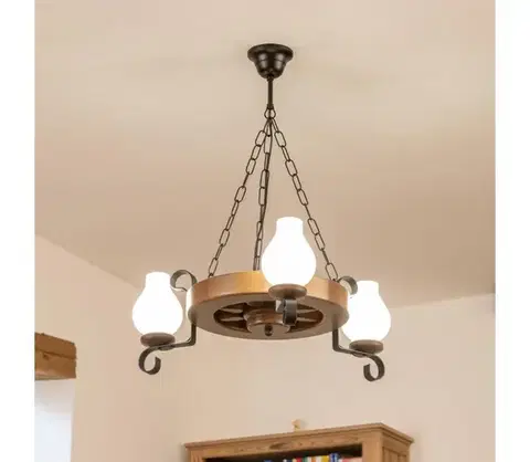 Svietidlá BRILAGI - Luster na reťazi ROATA 3xE14/40W/230V buk/orech EX-01060