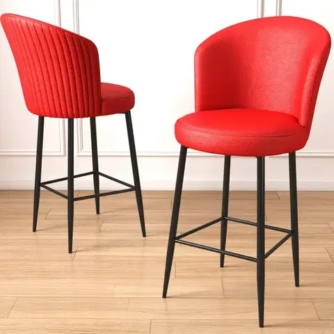 Barové stoličky Bar Stool Set (2 Pieces) Uras - Red, Black