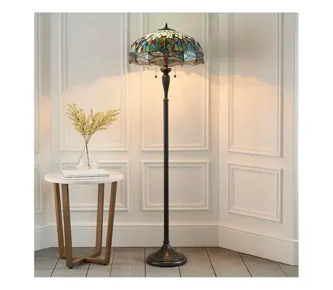 Lampy Endon 64069 - Stojacia lampa Tiffany DRAGONFLY 2xE27/60W/230V, priemer 50 cm 64069