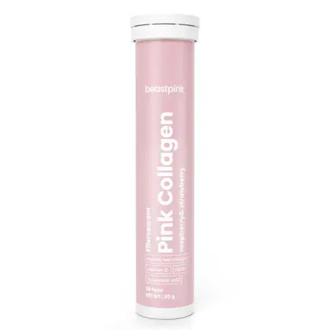 Kolagén na kĺby BeastPink Šumivý Pink Collagen 20 tab. jahodová malina