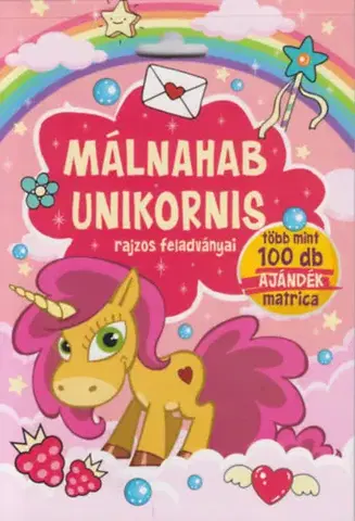 Nalepovačky, vystrihovačky, skladačky Málnahab unikornis rajzos feladványai - Több mint 100 db ajándék matrica