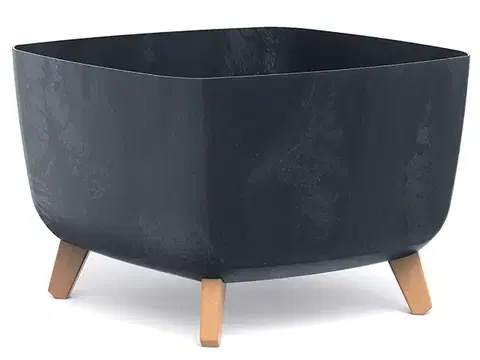 Kvetináče a truhlíky NABBI DGQL400E plastový kvetináč na nožičkách 39 cm antracit