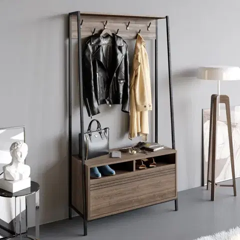 Predsieňové steny Predsieňová stena Devin - Walnut, Black