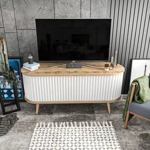 TV stolíky TV stolík Stor - Oud Oak, White