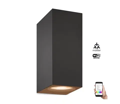 Svietidlá WiZ -LED RGBW Stmievateľné nástenné svietidlo UP&DOWN 2xGU10/4,7W/230V čierna Wi-Fi 8719514554610