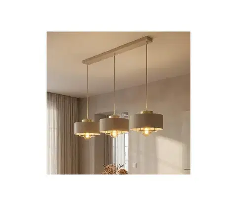 Svietidlá BRILAGI - Závesný luster na lanku SPRING 3xE27/60W/230V béžová/zlatá 76-003B