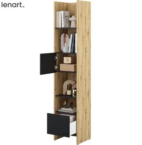 Nábytok Dig-net nábytok Regál Lenart BED CONCEPT BC-23 | dub artisan / čierna