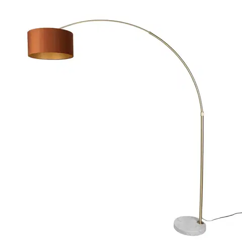 Oblúkové lampy Oceľová stojaca lampa s oranžovým tienidlom a zlatým interiérom 50 cm - XXL