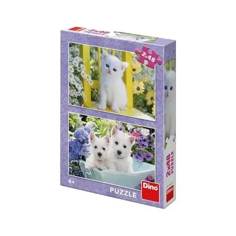 Do 49 dielikov Dino Toys Puzzle Mačiatko a westíci 2x48 Dino