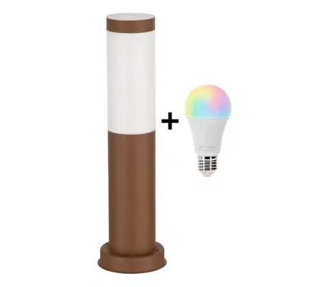 LED osvetlenie BRILAGI - LED RGBW Vonkajšie svietidlo 1xE27/12W/230V 40 cm IP44 hnedá BG3935+AI0819