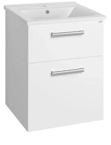 Kúpeľňový nábytok AQUALINE - VEGA umývadlová skrinka 51,5x72,6x43,6cm, 2x zásuvka, biela VG053