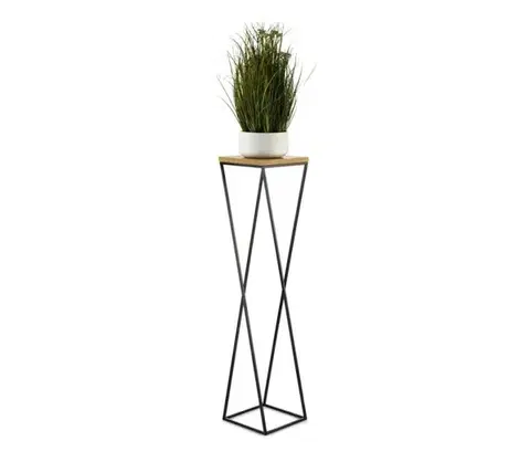 Stojany na kvetiny HowHomely Stojan na kvety LOFT 100x24 cm čierna/hnedá 10-1631-100-MDF