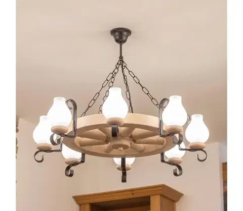 Svietidlá BRILAGI - Luster na reťazi ROATA 8xE14/40W/230V dub EX-01085