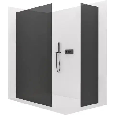 Sprchové dvere CERANO - Sprchová zástena Walk-in Crystal TL/P - 8 mm - bezvzperový systém - zlatá, grafitové sklo - 150x100x200 CER-8050BD5573
