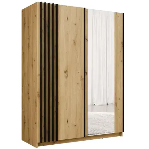 Šatníkové skrine Skriňa Bayadero 10 III artisan/čierna lamely