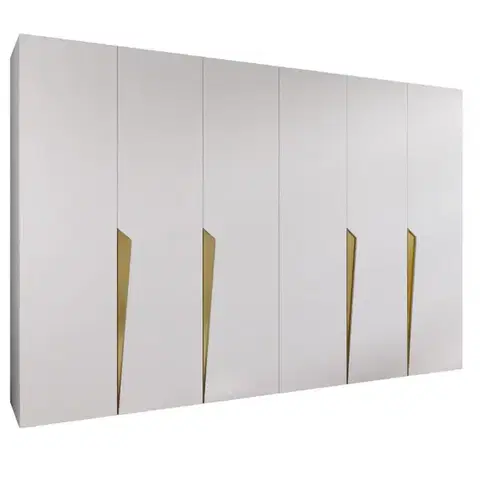 Šatníkové skrine Skriňa Piano 1-300 (2x150) biela/zlatá