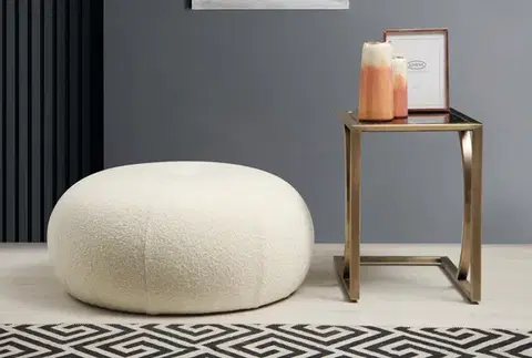 Taburety a podnožky Puf Tina - Bouclet White