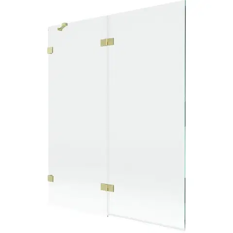 Sprchové dvere MEXEN/S - Lunar vaňová zástena 2-krídlová ľavá 140 x 150, transparent, zlatá kartáčovaná 897-140-100-55-00-L