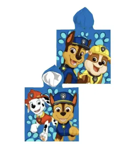 Osušky pre bábätká Detské pončo PAW PATROL modrý 55x110cm Setino Tiahome