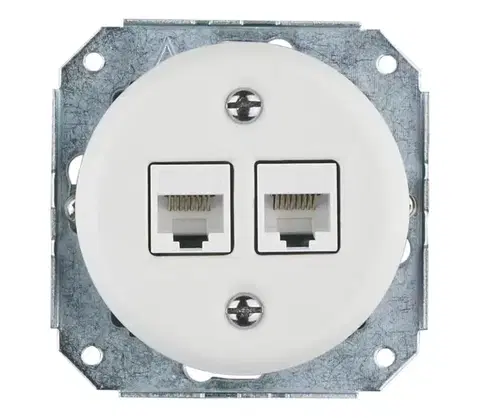 Predlžovacie káble Reblig -Porcelánová retro ethernetová zásuvka bez rámčeka 2x CAT.5E biela RGCATX-W