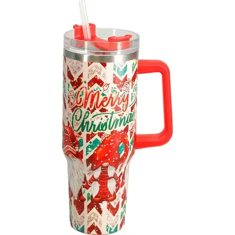 Termosky a termohrnčeky Vianočný termohrnček Merry Christmas 1,2 l, červená