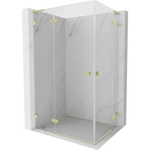 Sprchovacie kúty MEXEN/S - Lunar L Duo sprchovací kút dvere krídlové 110 x 85, transparent, zlato kartáčovaná 834L-110L-085P-55-00