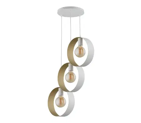 Svietidlá  Luster na lanku HAPPY 3xE27/60W/230V biela/zlatá 32291